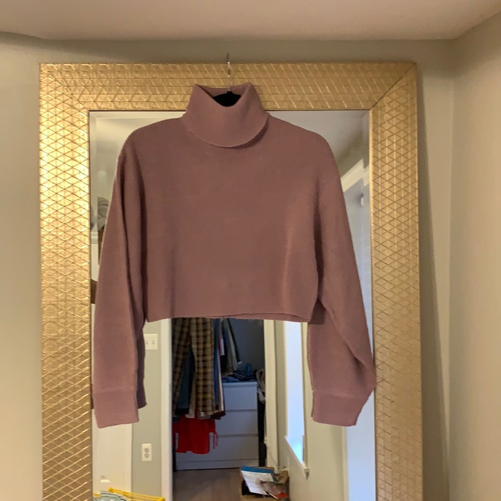 Lavender cropped turtleneck sweater